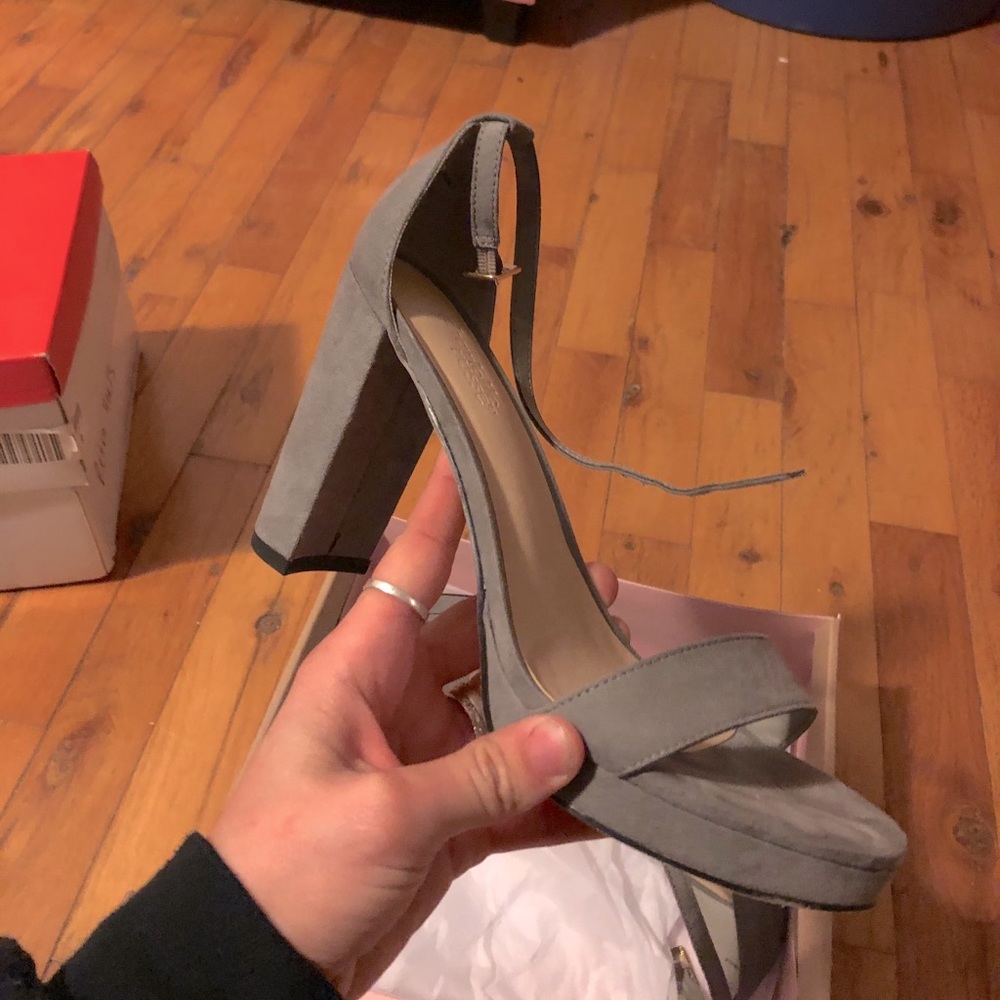 Gray block heels